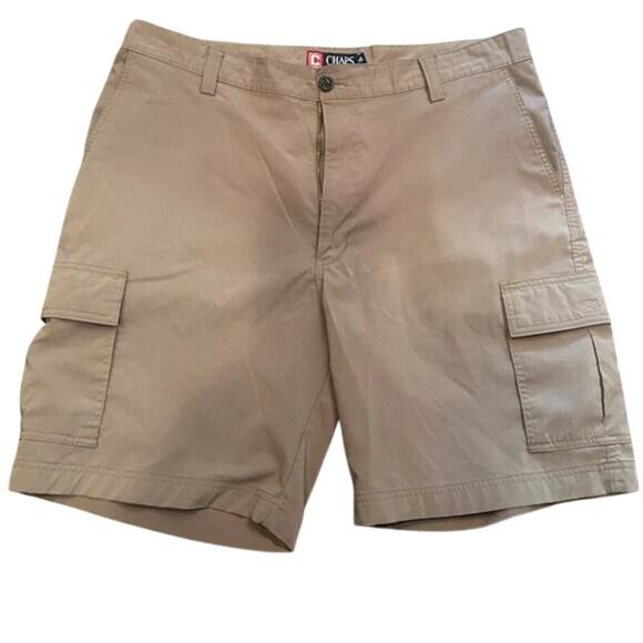 Chaps Dark Khaki Cargo Shorts - Size 36, Polyester Blend with Multiple Pockets - Picture 1 of 3